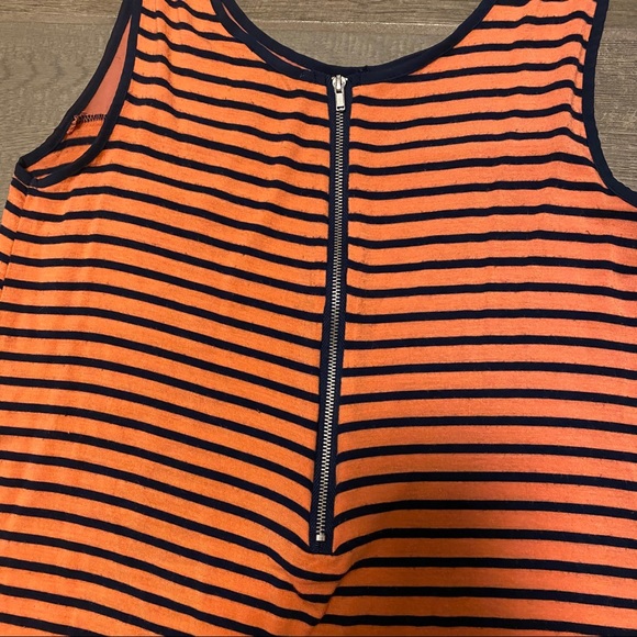 Rue21 Orange & Navy Blue Zip Back Striped Tank Women’s Size Medium - Picture 6 of 8